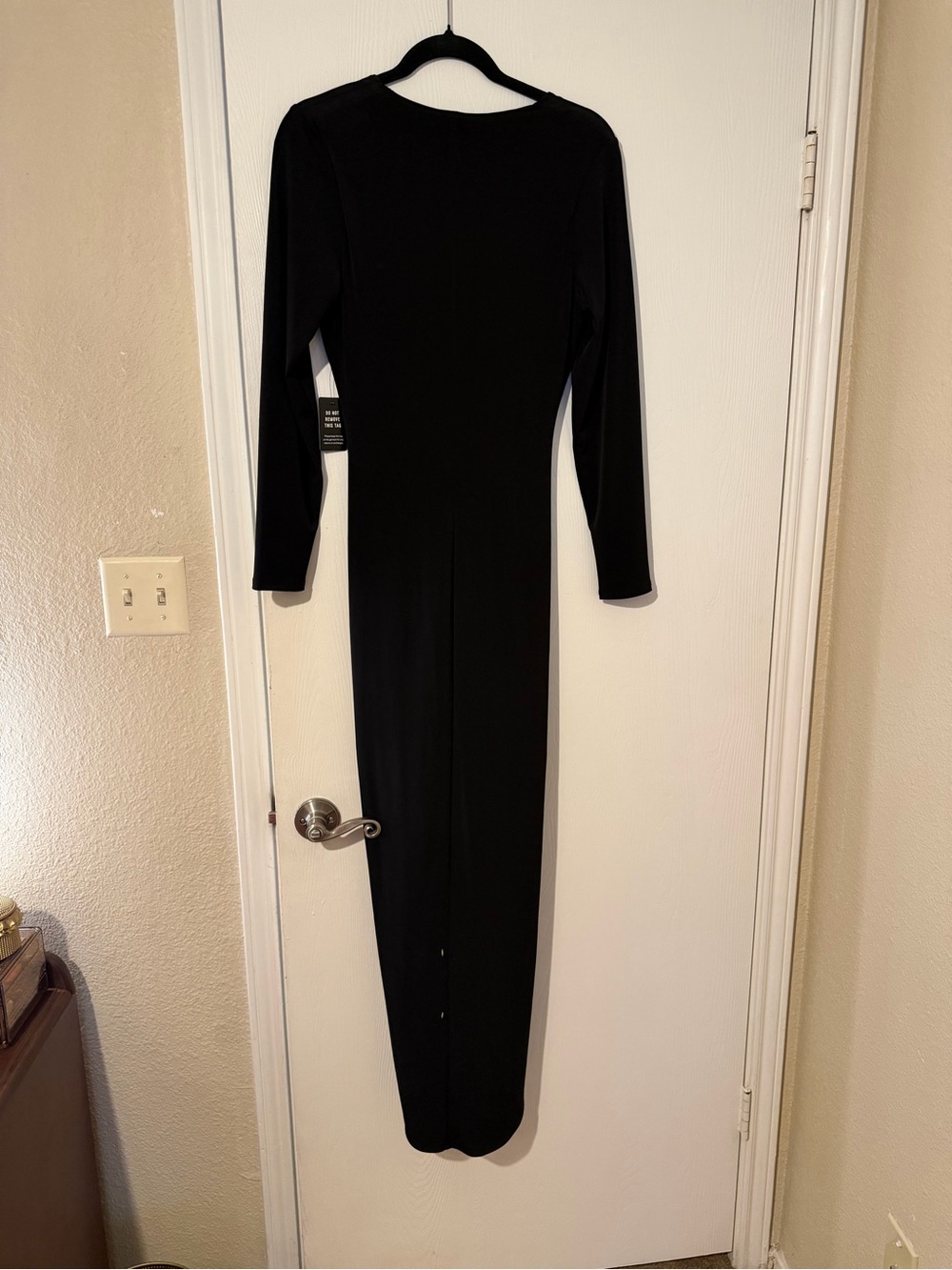 Express Black Long Sleeve Twist-Front Midi Dress - Picture 3 of 5